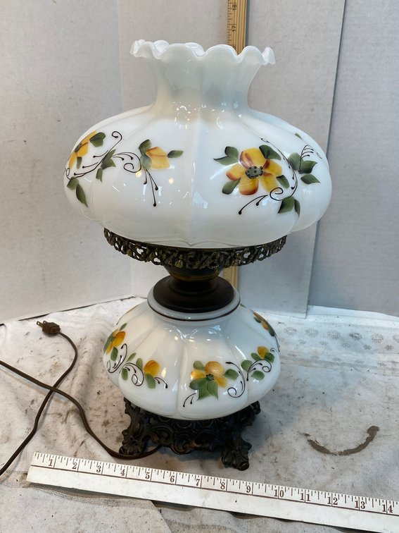 Hand Painted Glass Electric Lamp