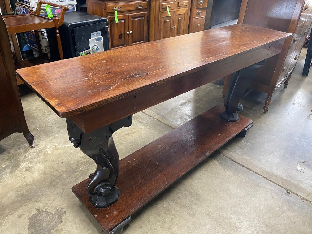 Library table with Ornate Base