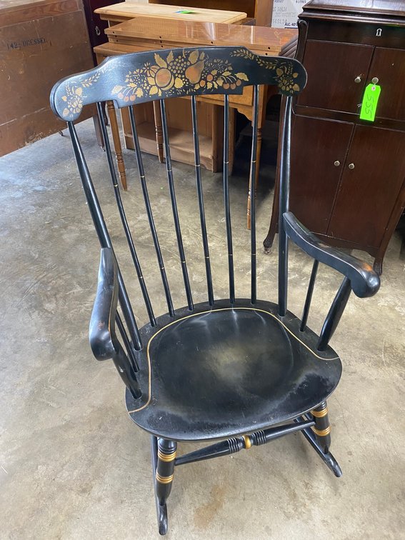 Black Stenciled Back Rocking Chair