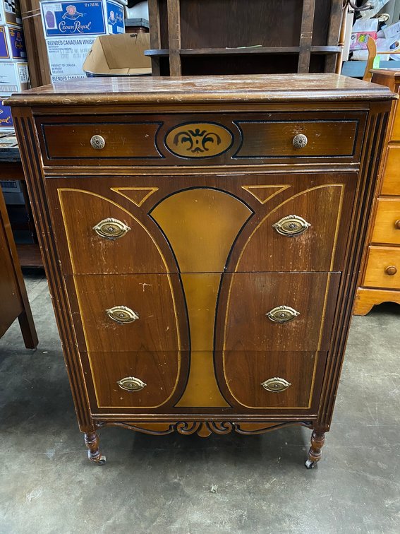 Chest of Drawers with Stenciling on the Front