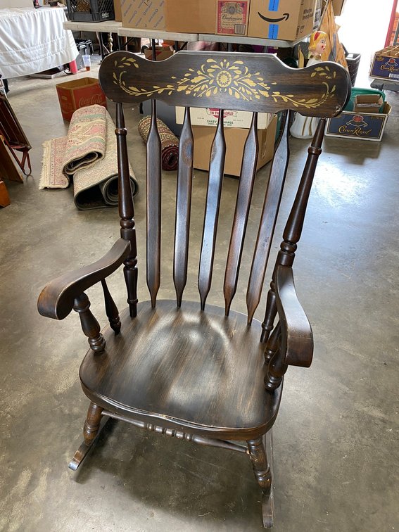 Brown Wooden Stencil back rocking chair