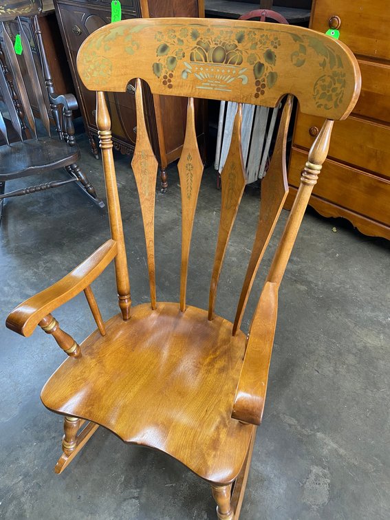 Wooden rocking chair with Stencil Back
