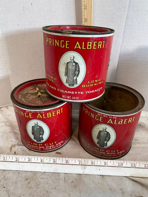 3-Vintage Prince Albert Tabacco Tins 2 have Lids,