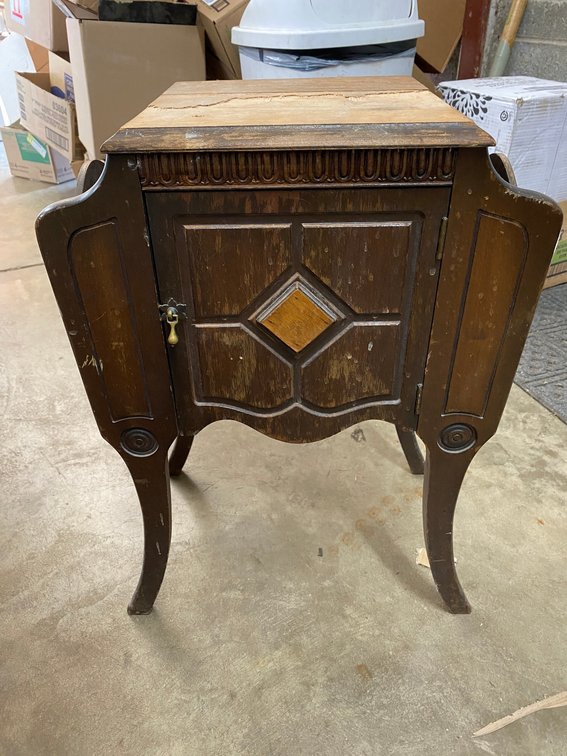 Smoking Stand with insert-Veneer is Off the Top of it