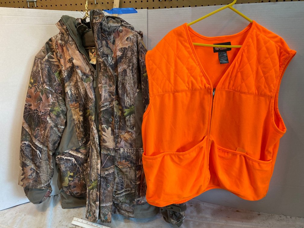 Redhead brand Camouflage Hunting Coat, Outfitters Ridge Orange Hunting Vest