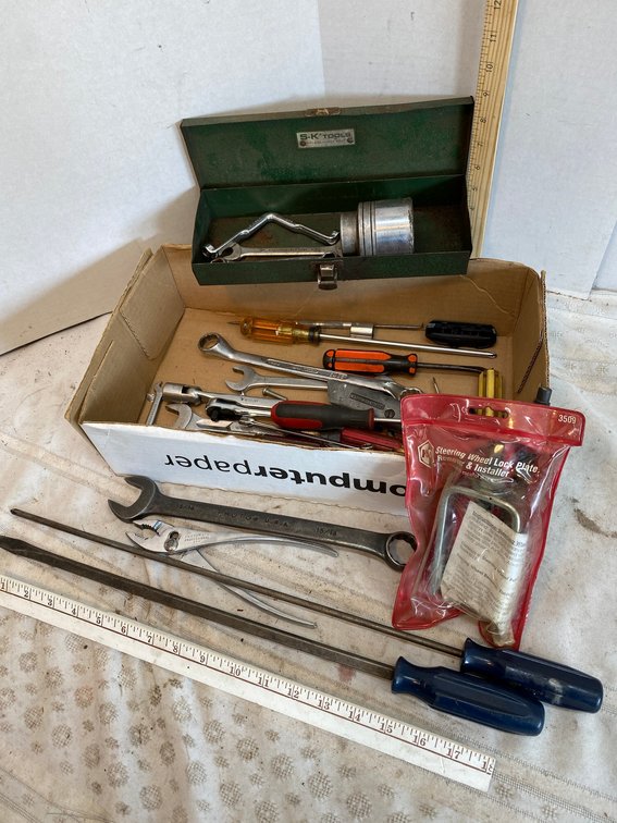 Wrenches, Steering Wheel Remover, Long Screwdrivers, Pliers