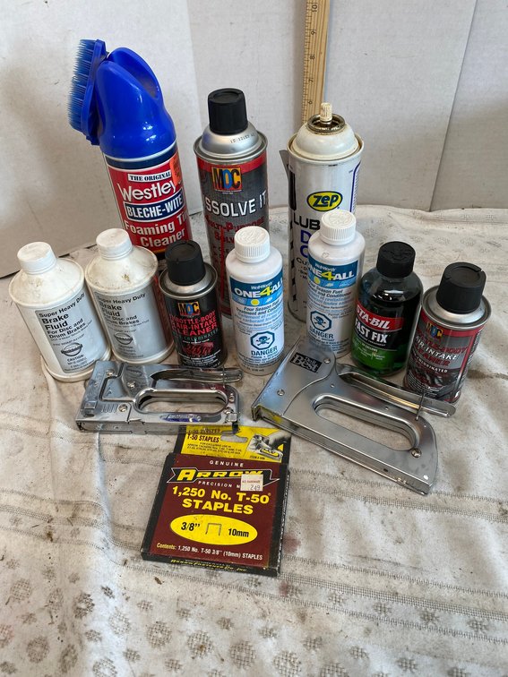 Staple Guns, Staples, Brake Fluid, Stabilizer, Foam Tire Cleaner