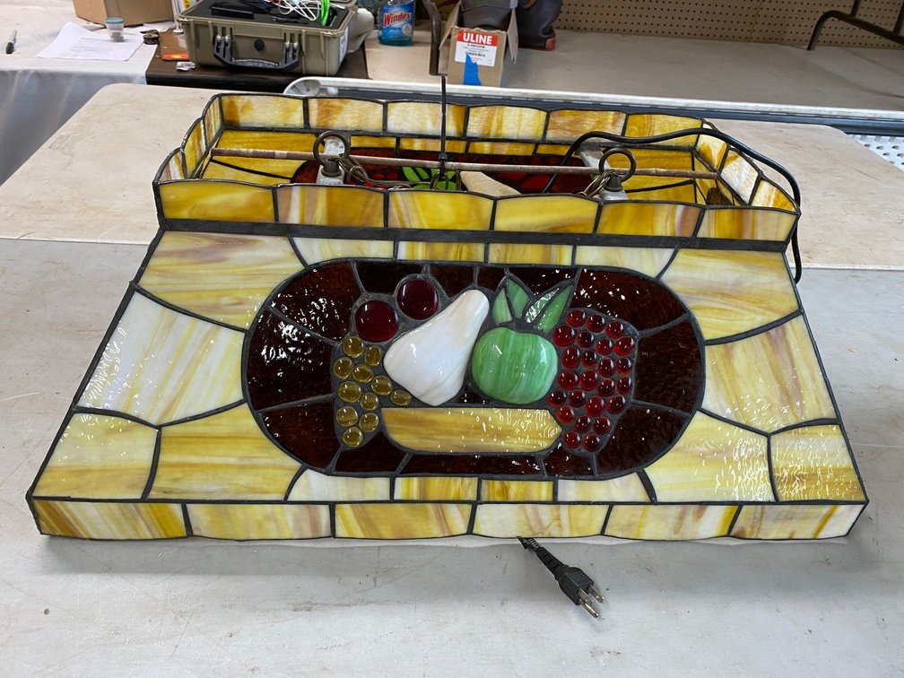 Glass Hanging Light Fixture with grapes, 2-Bulbs 18x30 Inches Long