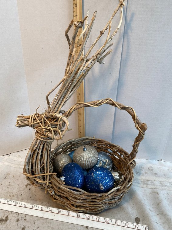Deer Basket with Christmas Ornaments