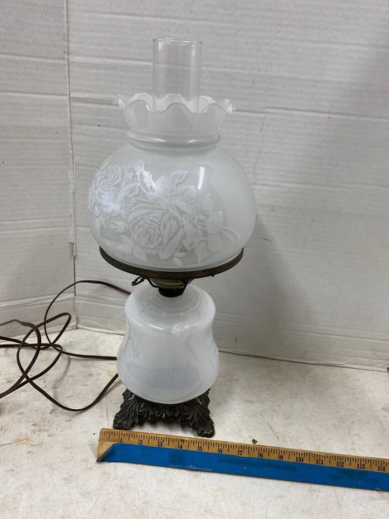 Electric Lamp with hand Painted Glass Shades