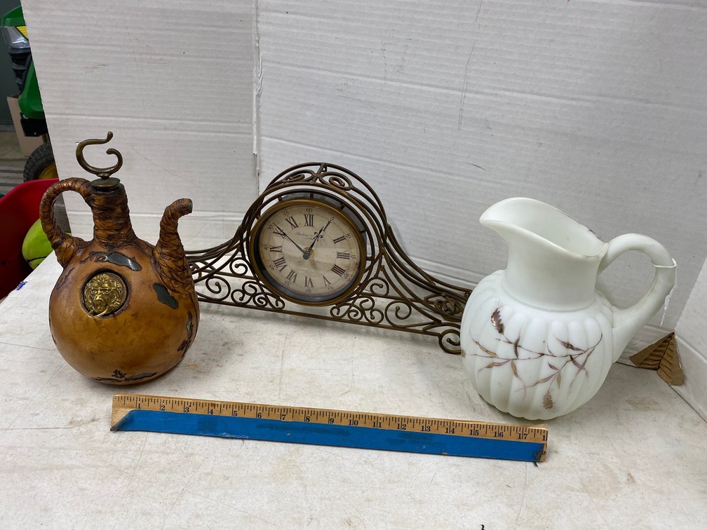 Sterling and Noble Battery Operated Clock, Jug and Pitcher with Wheat on it