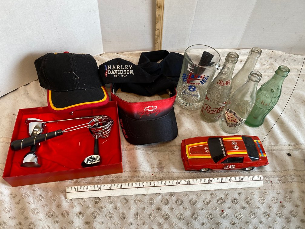Nascar Hats, Pepsi and Coke Bottles, Golfer's Bar Set