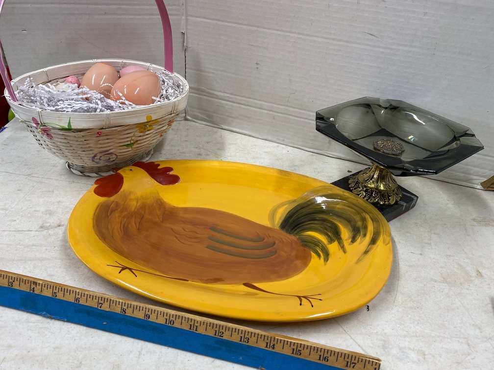 Glass Ash Tray with Marble Base