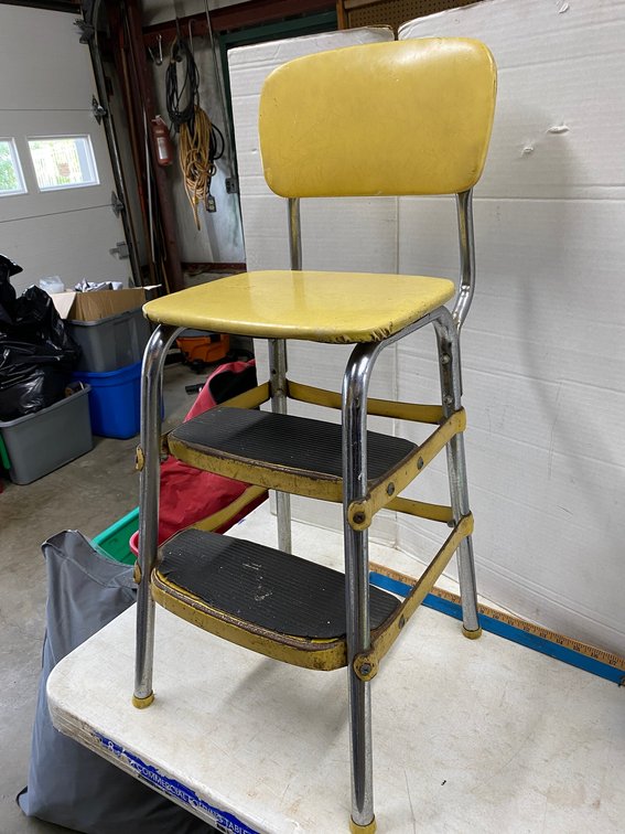 Vintage Stool with fold Up seat to Convert to Step Stool