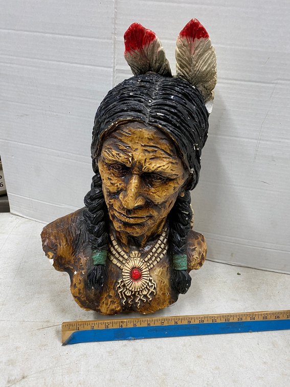 Ceramic  Plaster Type Native American Bust