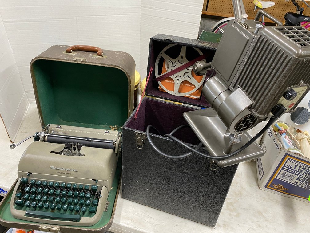 Kodak Model 90A Projector, Remington Letter-riter Typewriter