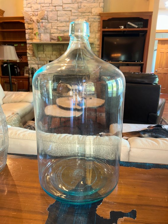 Large glass water jar