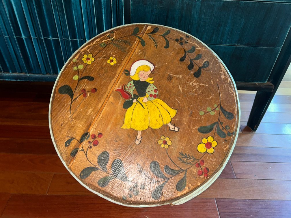 Folk art painted Bentwood cheese box