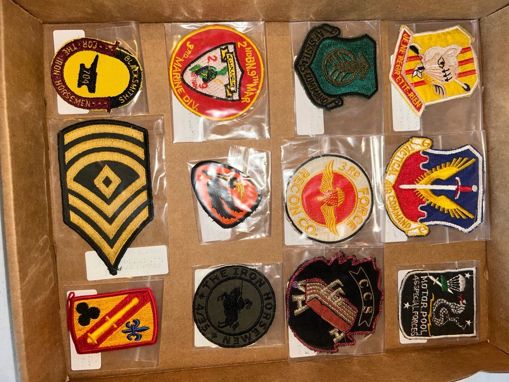 Flat of military patches