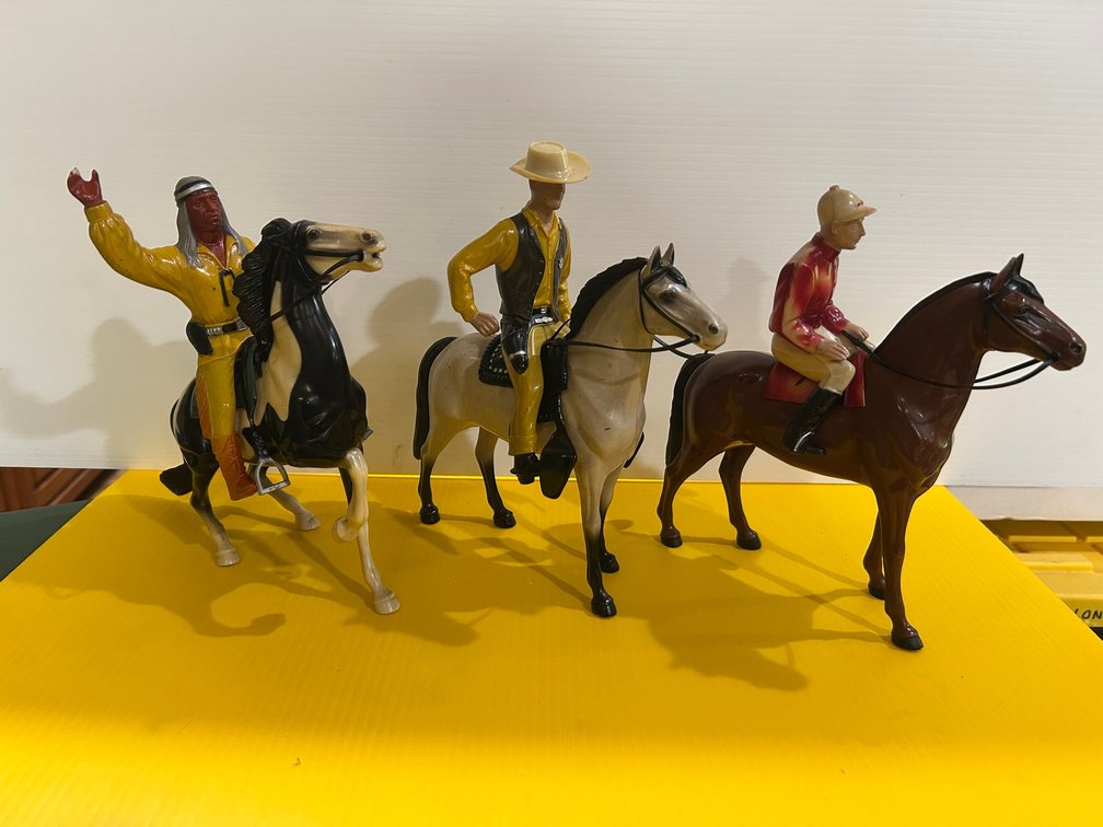 1950's Hartland Plastics, Cochise, Matt Dillon and Turf King Racehorse with Jockey