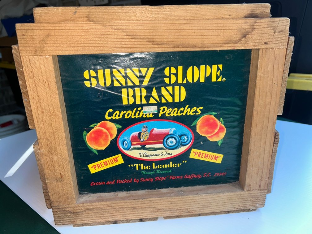 Sunny Slope brand fruit advertising crate