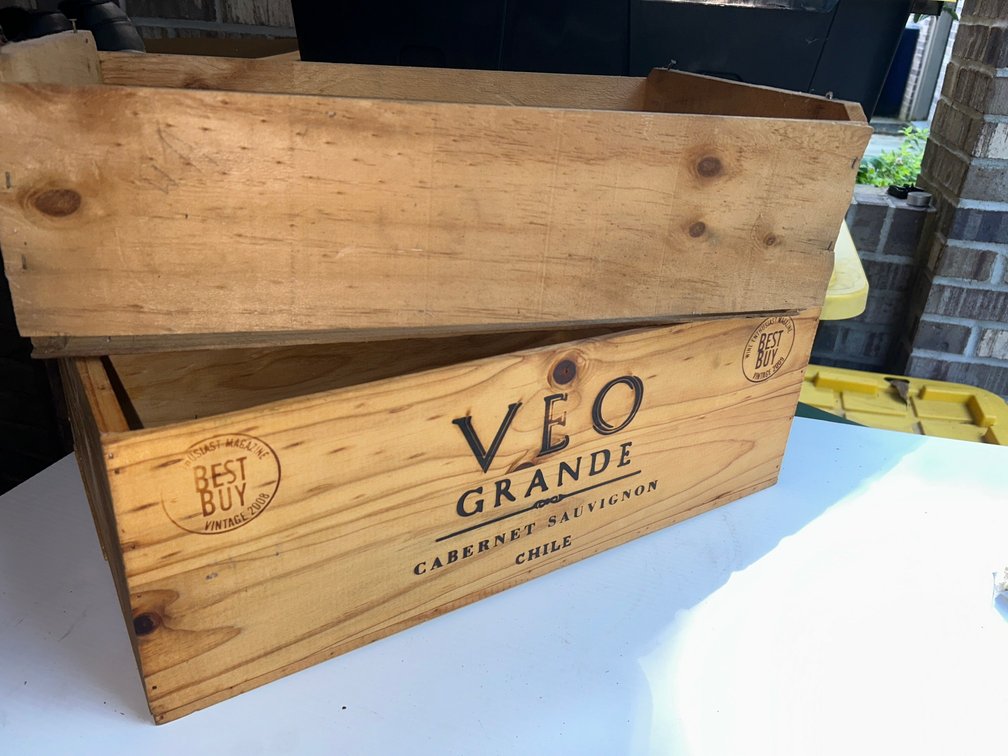 2 New advertising crates- wine crate, fruit crate