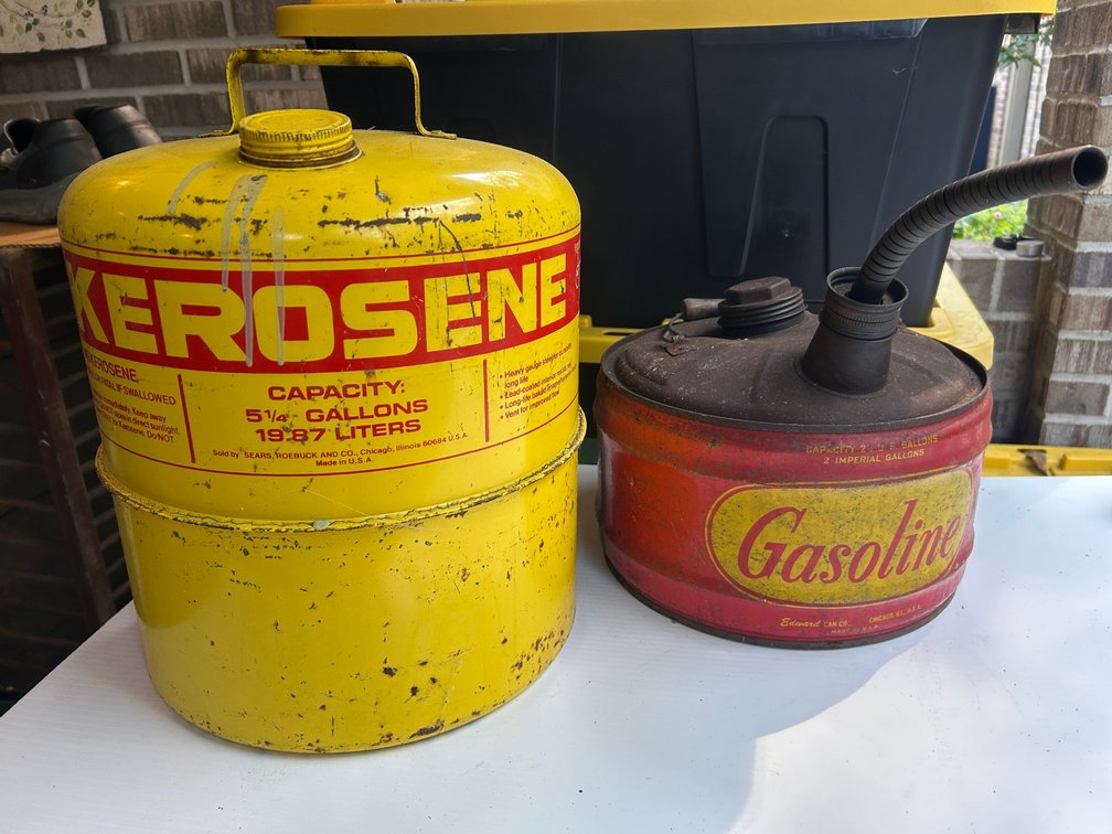 2 Metal cans-1 gasoline, 1 kerosene