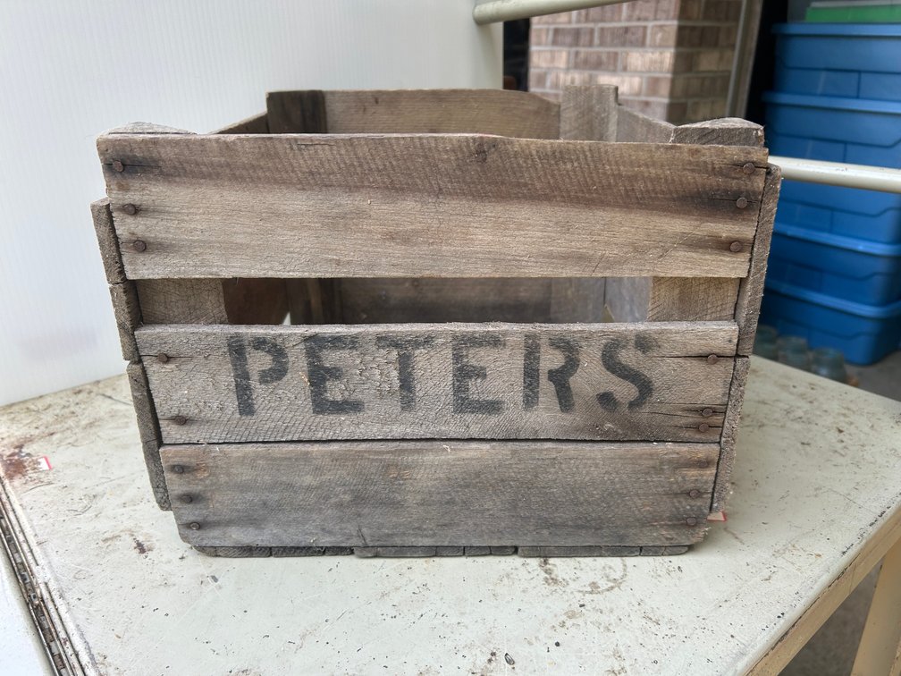 Wooden crate labeled Peters