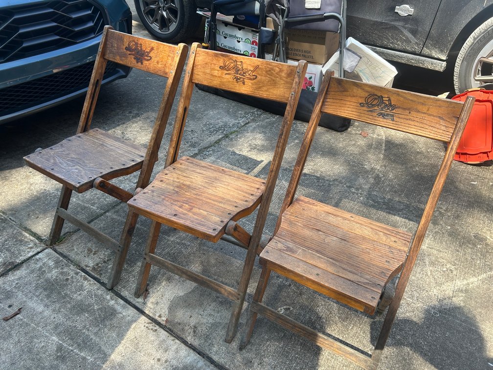 3 Dowd vintage folding church chairs