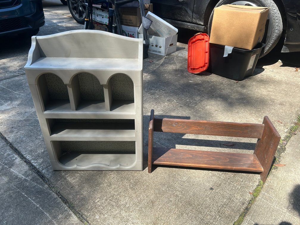 2 Wooden hanging shelves-1 is hanging book rack