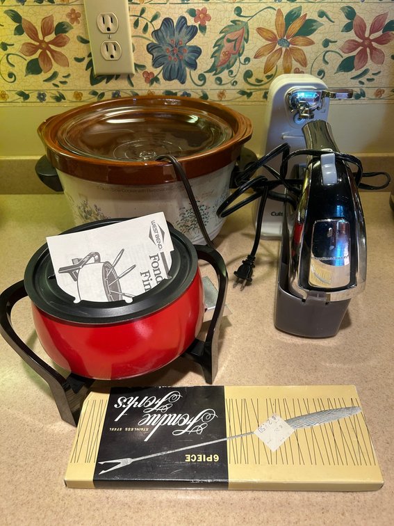 Crockpot, mixer, can opener