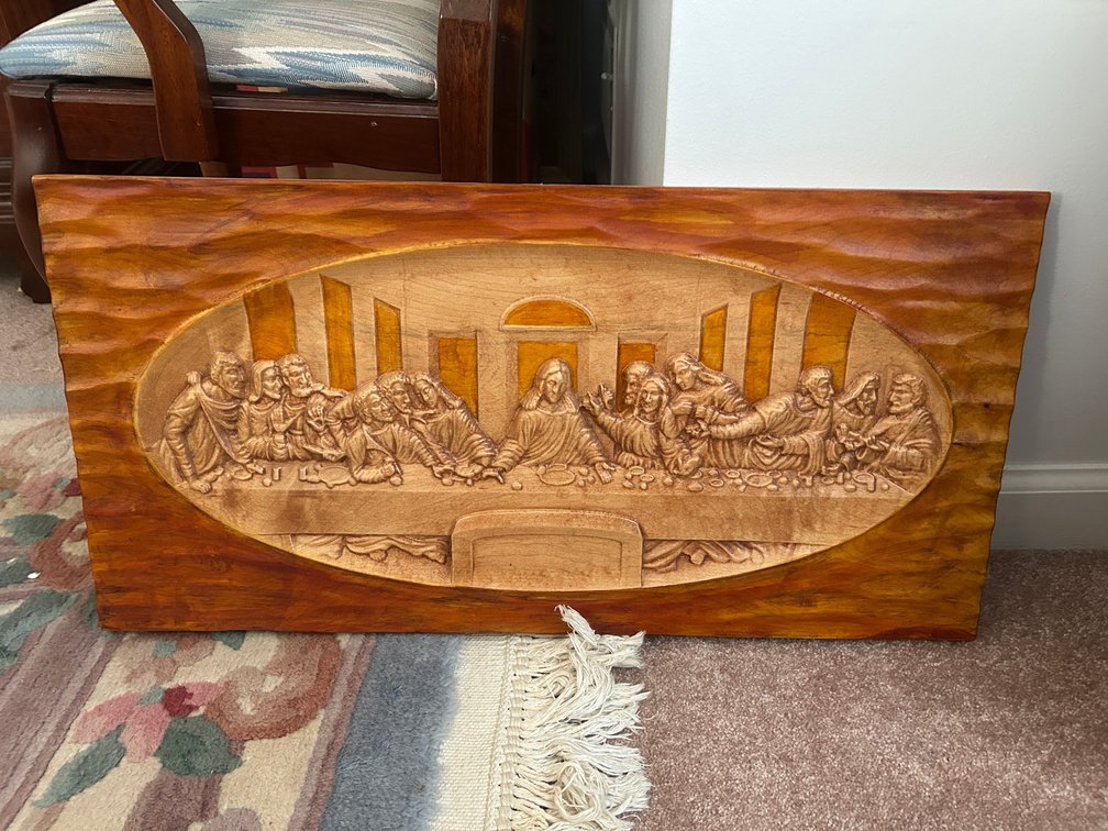 Wood carved Last Supper scene
