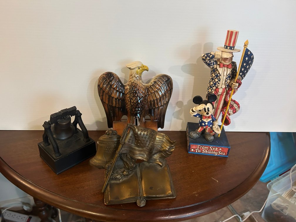 Americana figurines-Eagle, Uncle Sam, The Liberty Bell