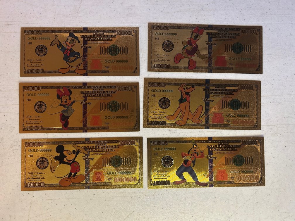 24K Gold plated Walt Disney bills