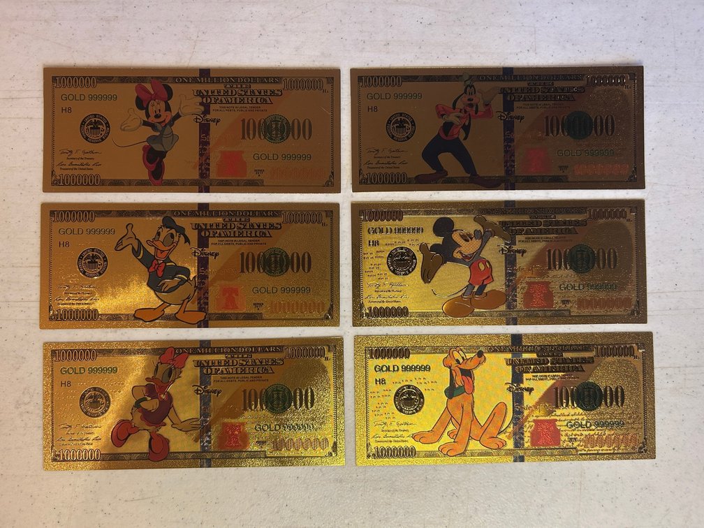 24K Gold plated Walt Disney bills