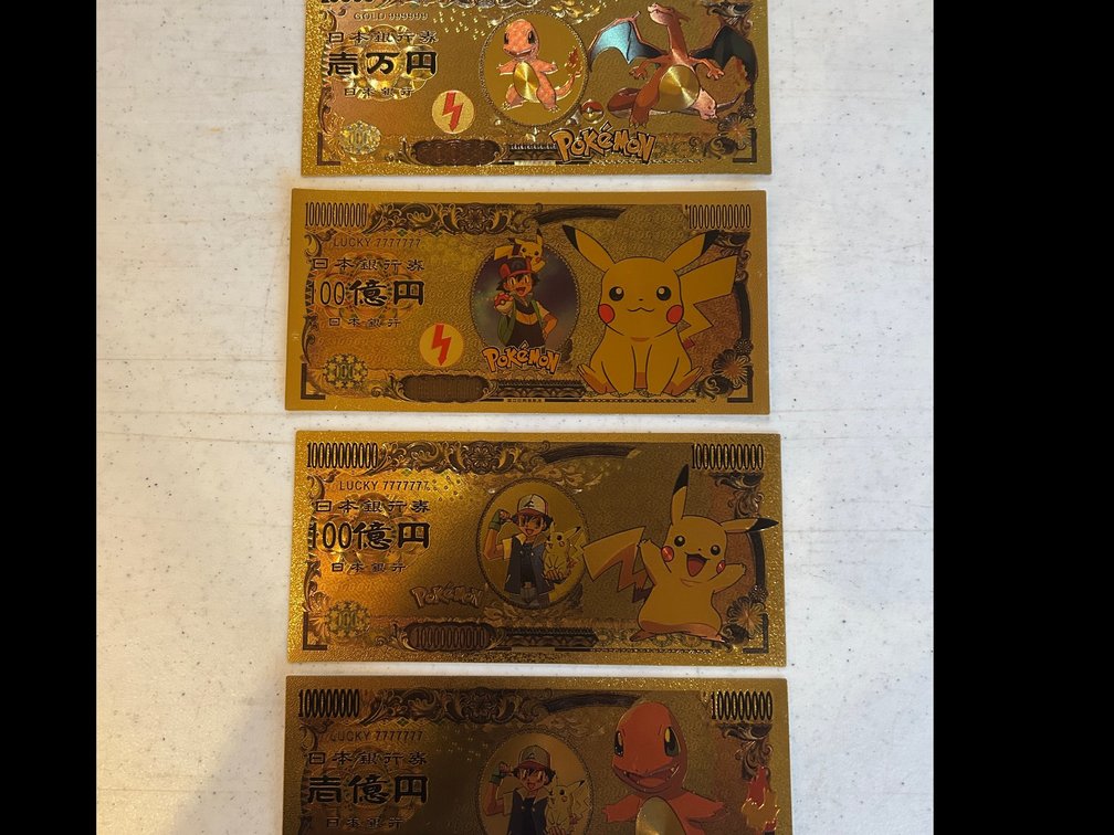 24K Gold plated Pokemon bills