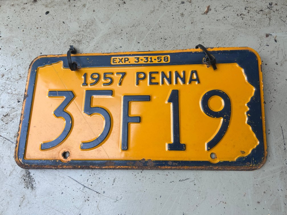 Two 1957 Pennsylvania license plate