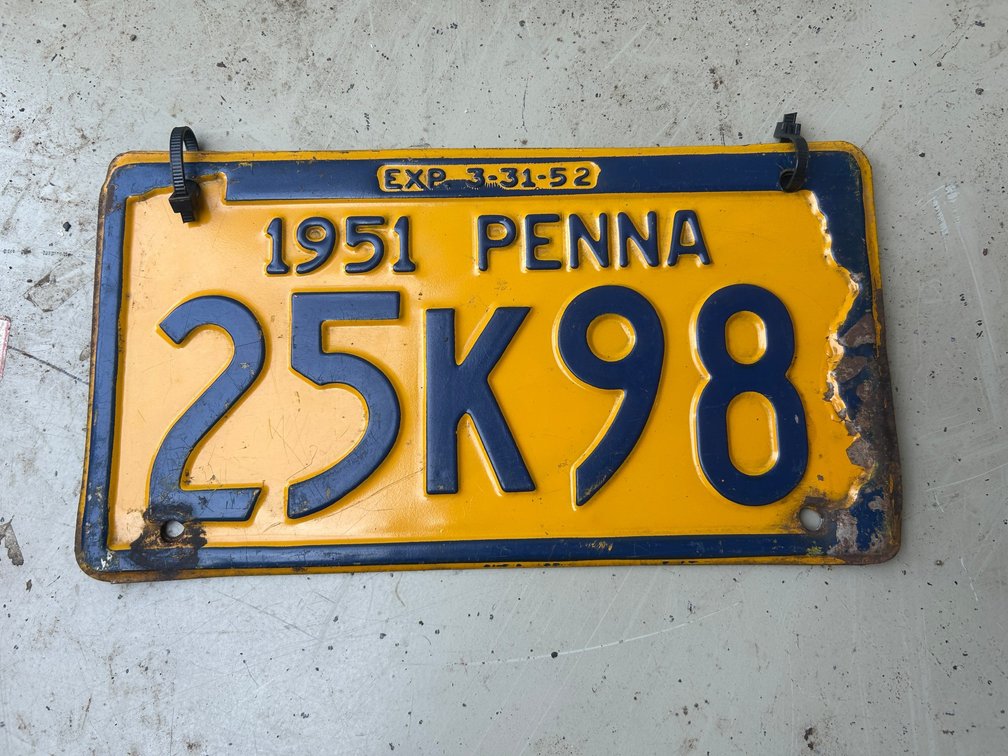 Two 1951 Pennsylvania license plates