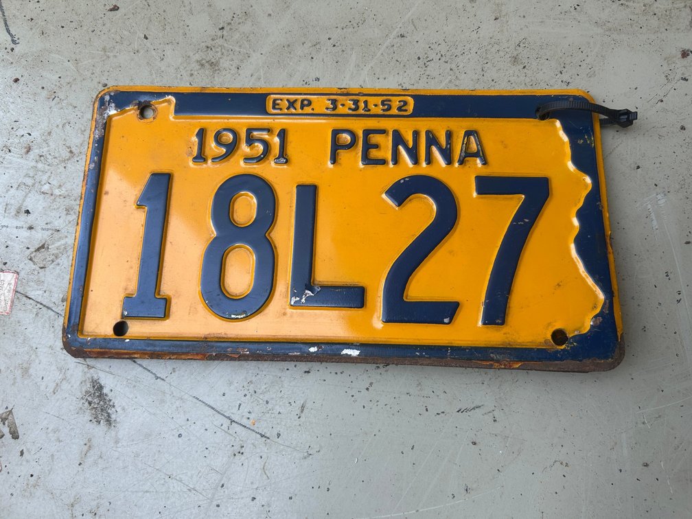 Two 1951 Pennsylvania license plates