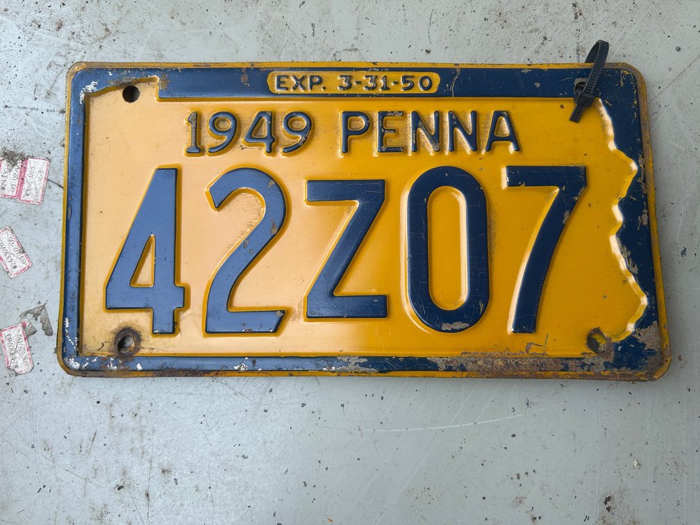 Two 1949 Pennsylvania license plates
