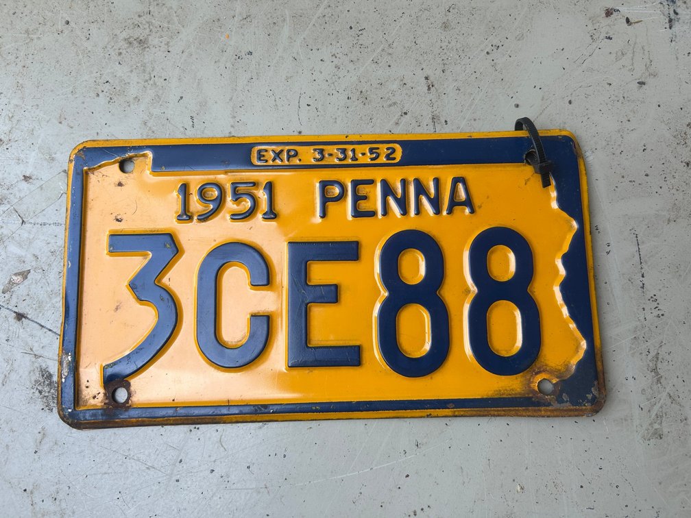 Two 1951 Pennsylvania license plates