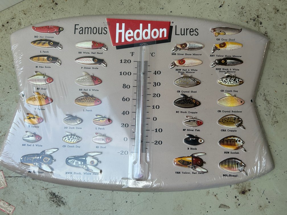 New Heddon Fishing Lure advertising thermometer