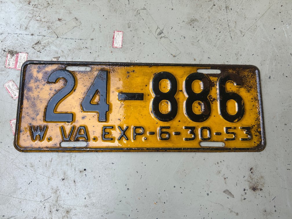One 1953 WV license plate