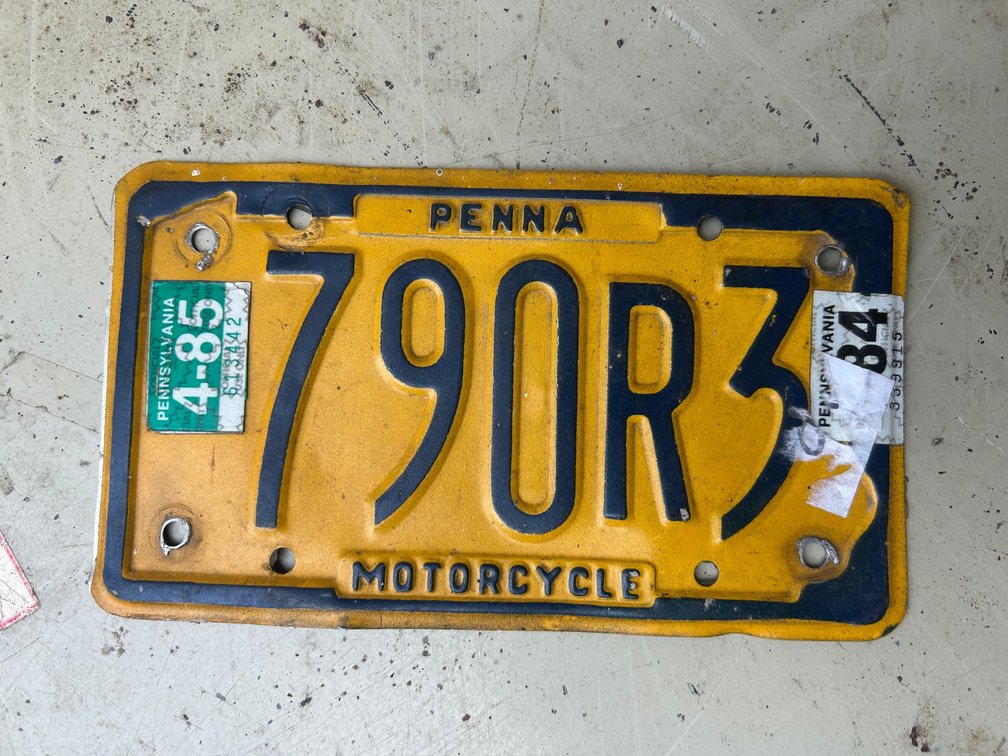 One Pennsylvania motorcycle license plate