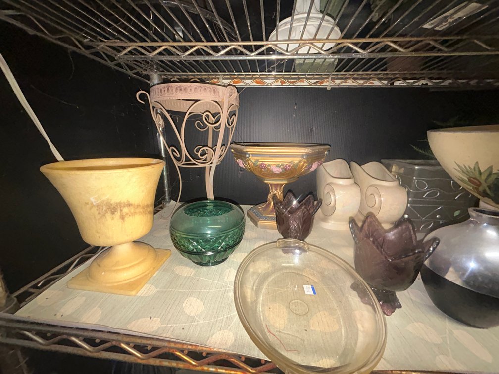 Contents of 4th Shelf on metal wire rack