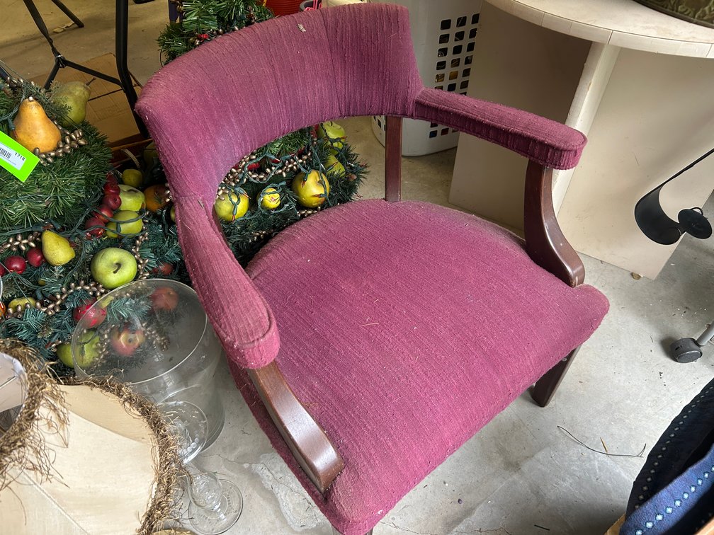 Wooden red upholstered chair
