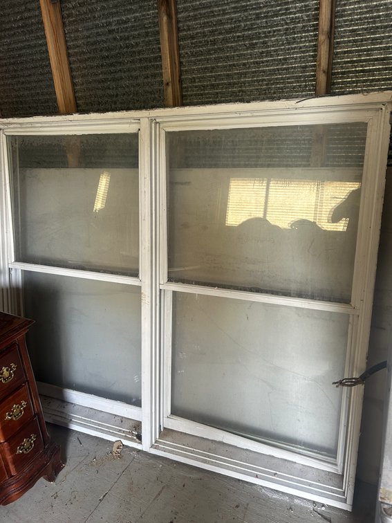 Large wooden sliding picture frame window