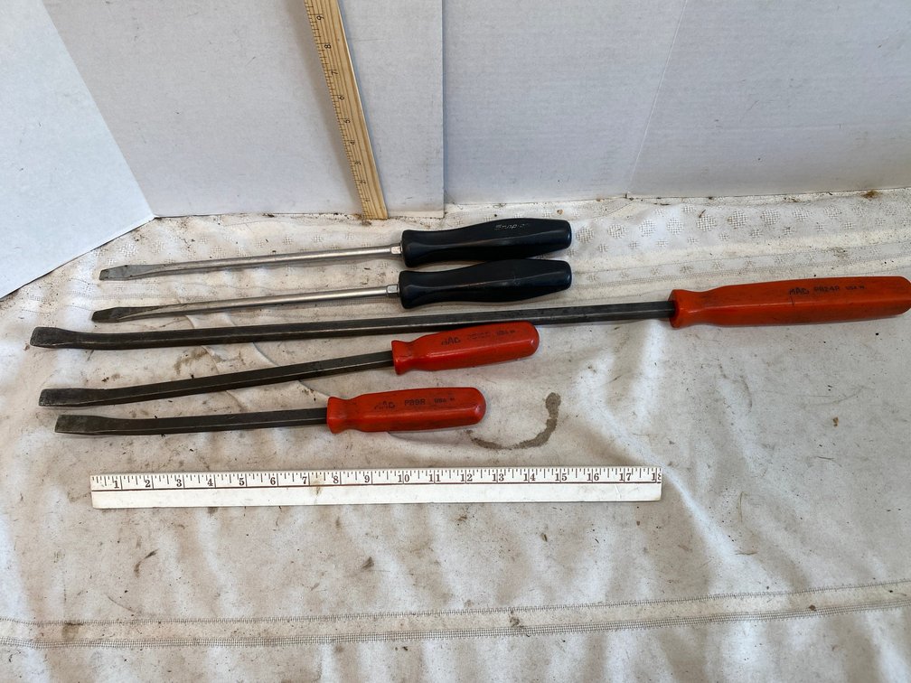 2-Large Snap On Screw Drivers, 3-Mac Tool Pry Bars