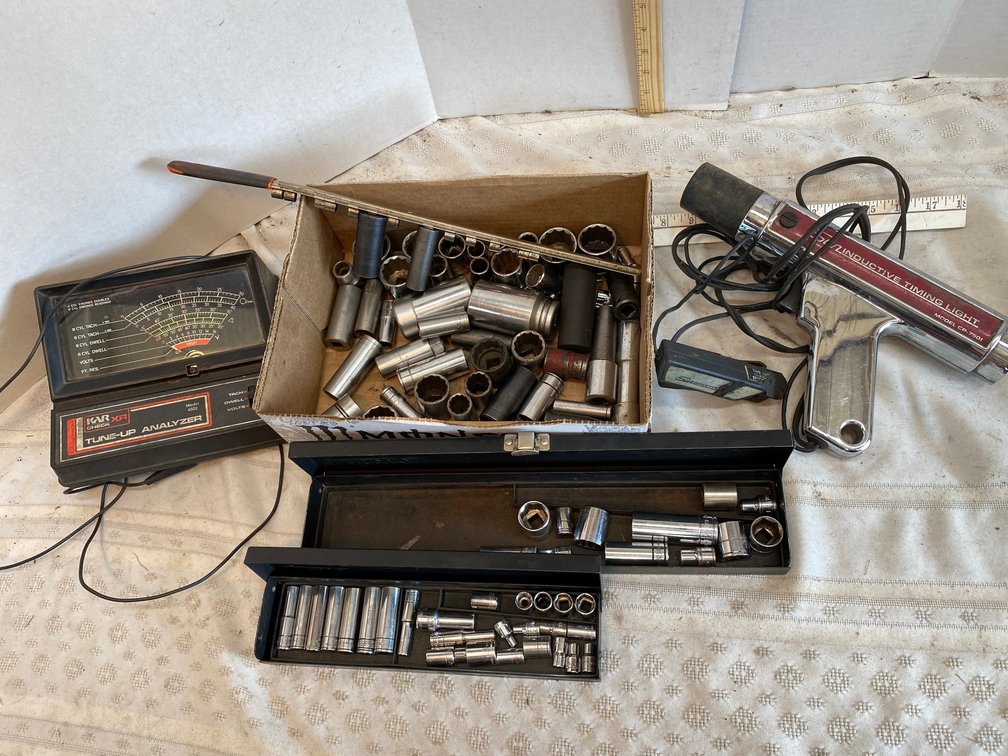 Assortment of Sockets, Tune up Analyzer, Timing Light