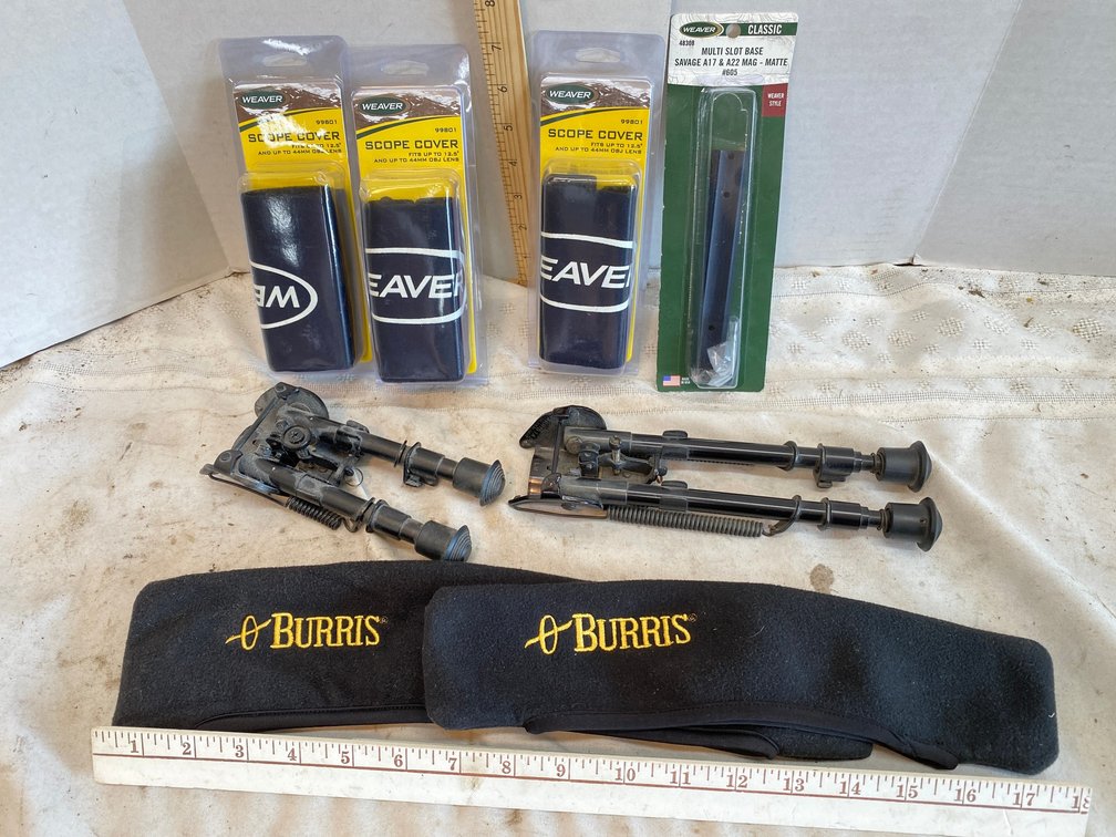 Weaver and Burris Scope Covers, Multi Slot Base for a Savage A17-A22, 2-Bipods